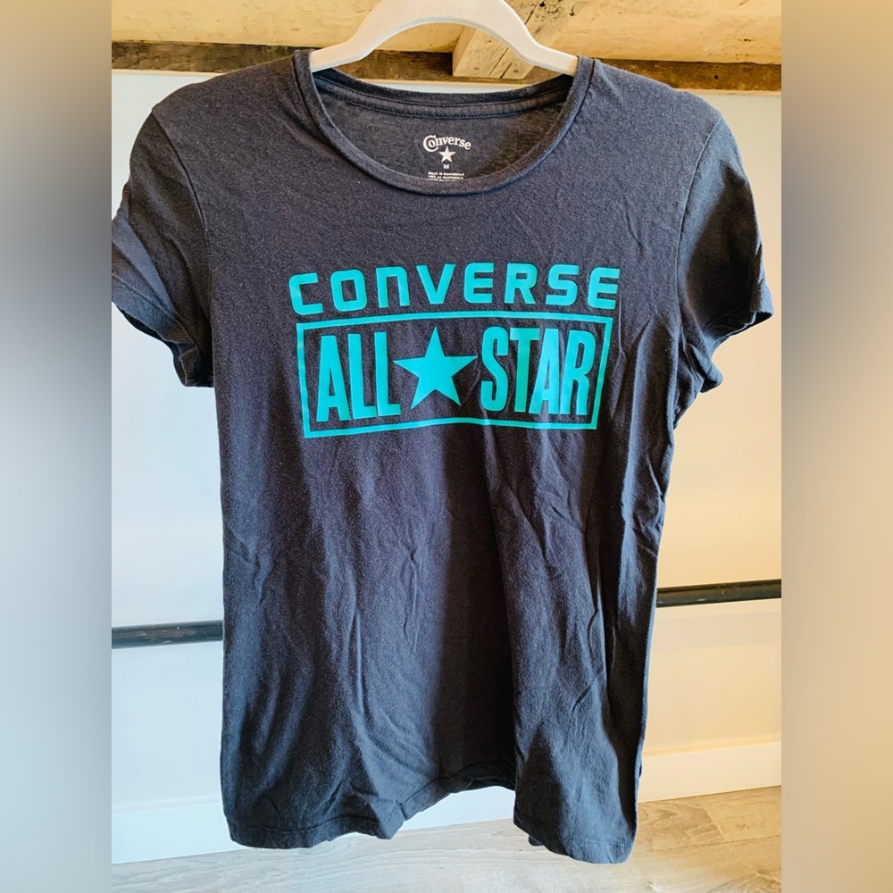 Women’s Vintage Converse AllStar Short Sleeve Shirt Black/Teal M